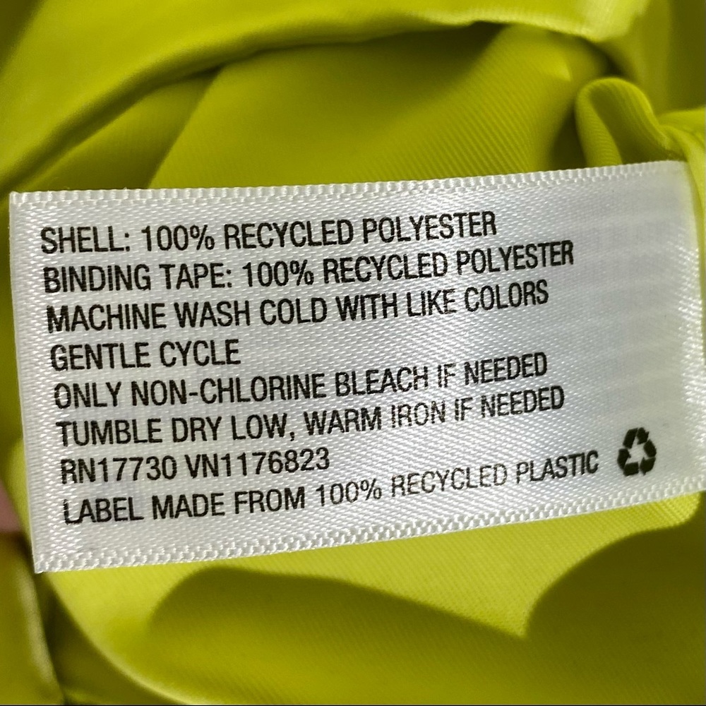 JoyLab Zip-Up Water Resistant Rain Coat Yellow L, 100% Recycled Polyester. - Picture 13 of 16